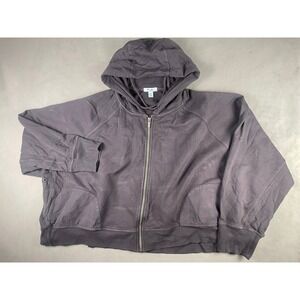 FLX Kohl's Mens XXL Charcoal Gray Full Zip Cropped Hoodie Back Zip Pocket Fleece